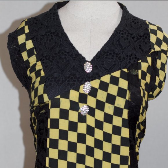 Yellow & Black Checkered Dress - Picture 2 of 15